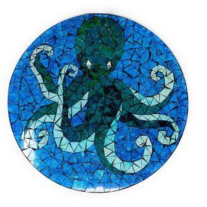 Mosaic Tile Octopus Wall Hanging Round 16"